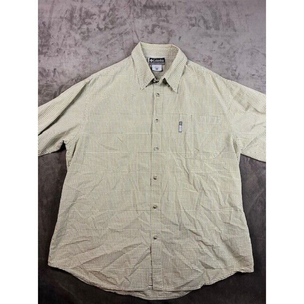 Columbia Mens Shirt XXL Button Down short Sleeve Brown Checkered